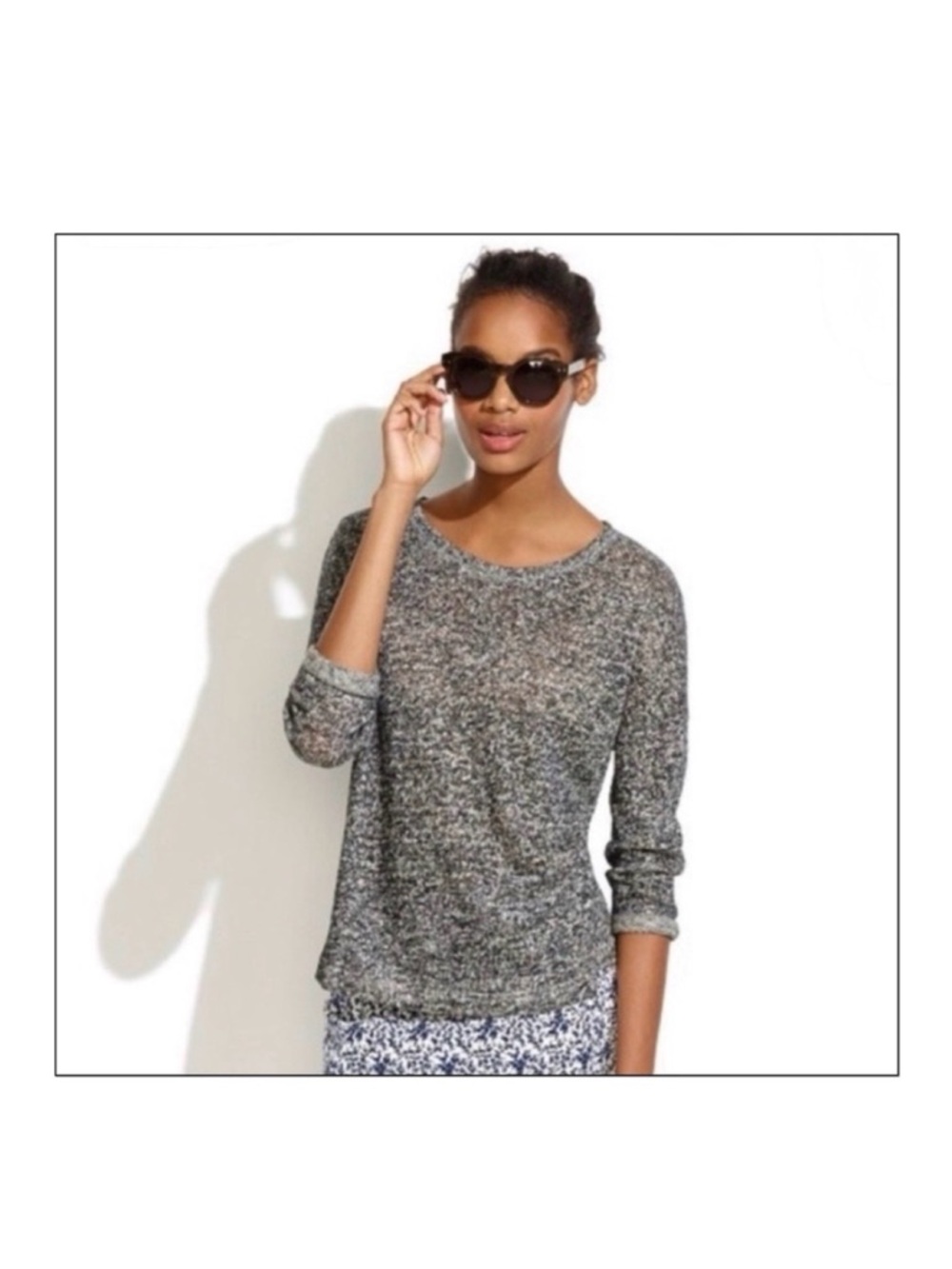 Madewell Relaxed Lightweight Linen Sweater 
in Marled Heather Gray